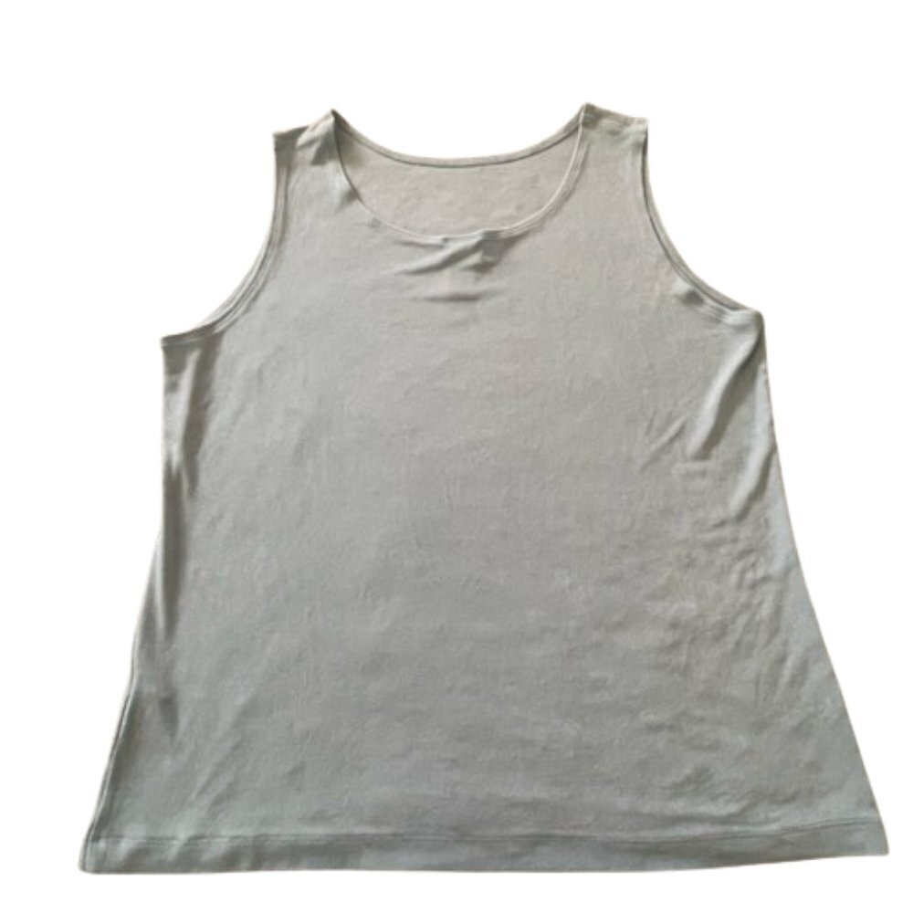 Chicos Travelers Stretch Travel Knit Sleeveless Tank Top baby blue L 12